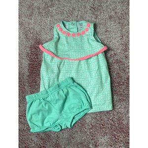 Baby Just One You dress and diaper cover frilly sea green 3 months